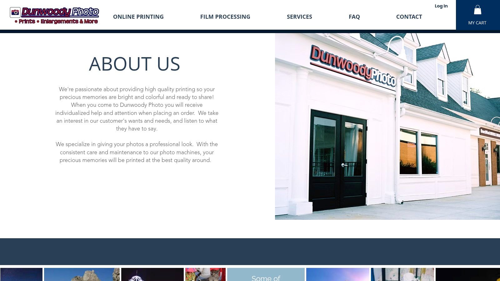 Dunwoody Photo's website highlights its services, acting as a portal for this community-focused professional photo resource in North Atlanta.