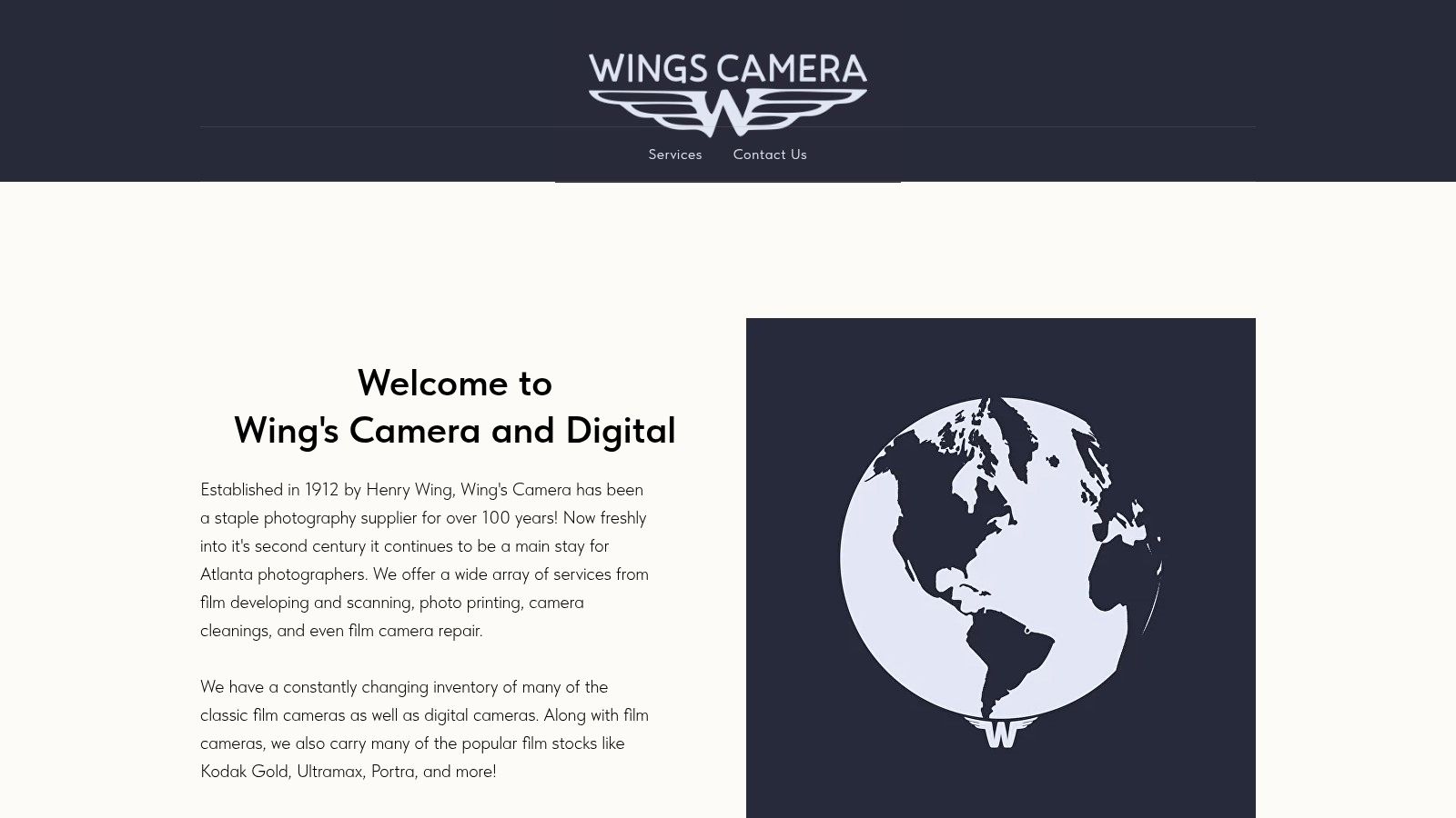 Wing’s Camera & Digital's website offers a direct line to their specialized film and camera maintenance services, a vital local resource.